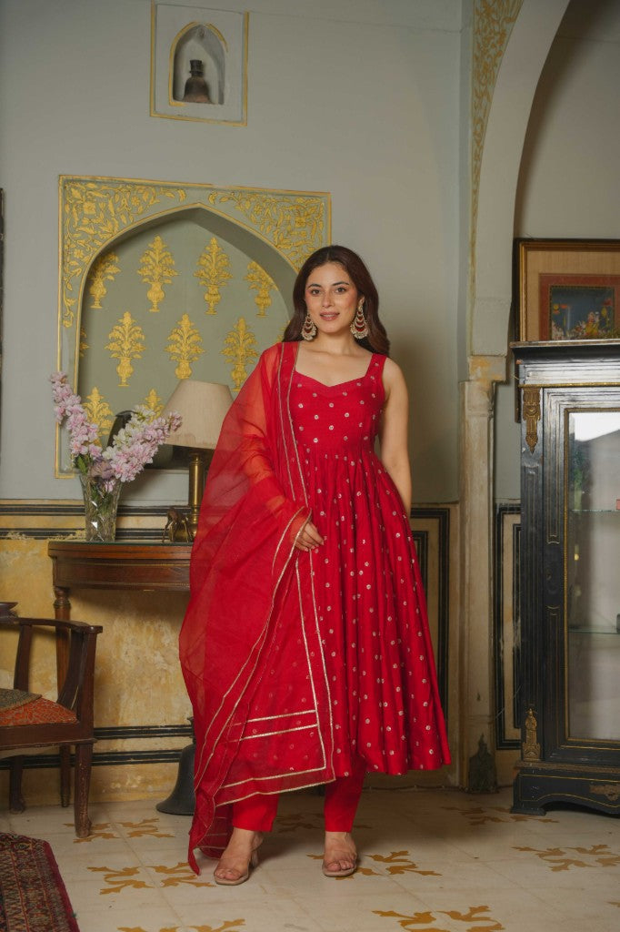 Glamour bloom red Anarkali