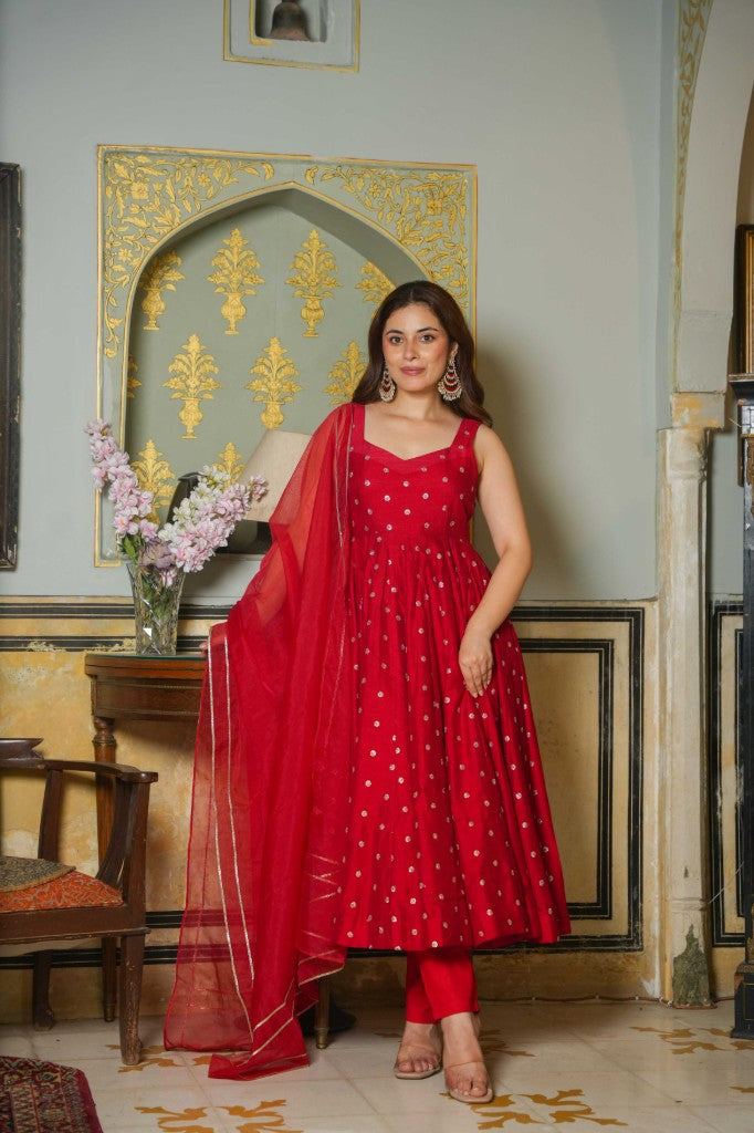 Glamour bloom red Anarkali
