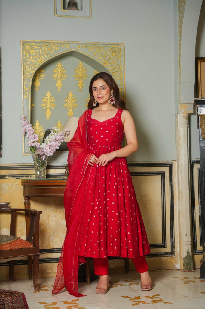 Glamour bloom red Anarkali