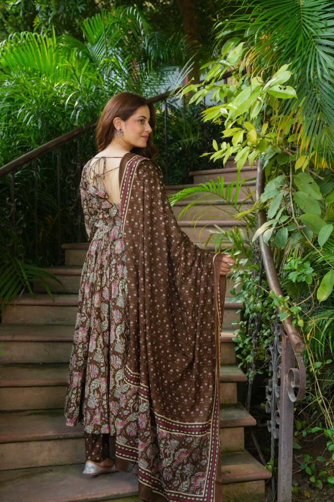 Chocolate cotton anarkali