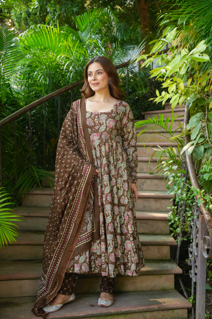 Chocolate cotton anarkali