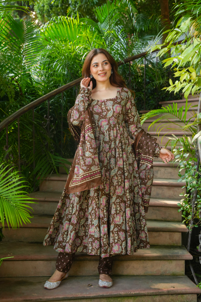 Chocolate cotton anarkali