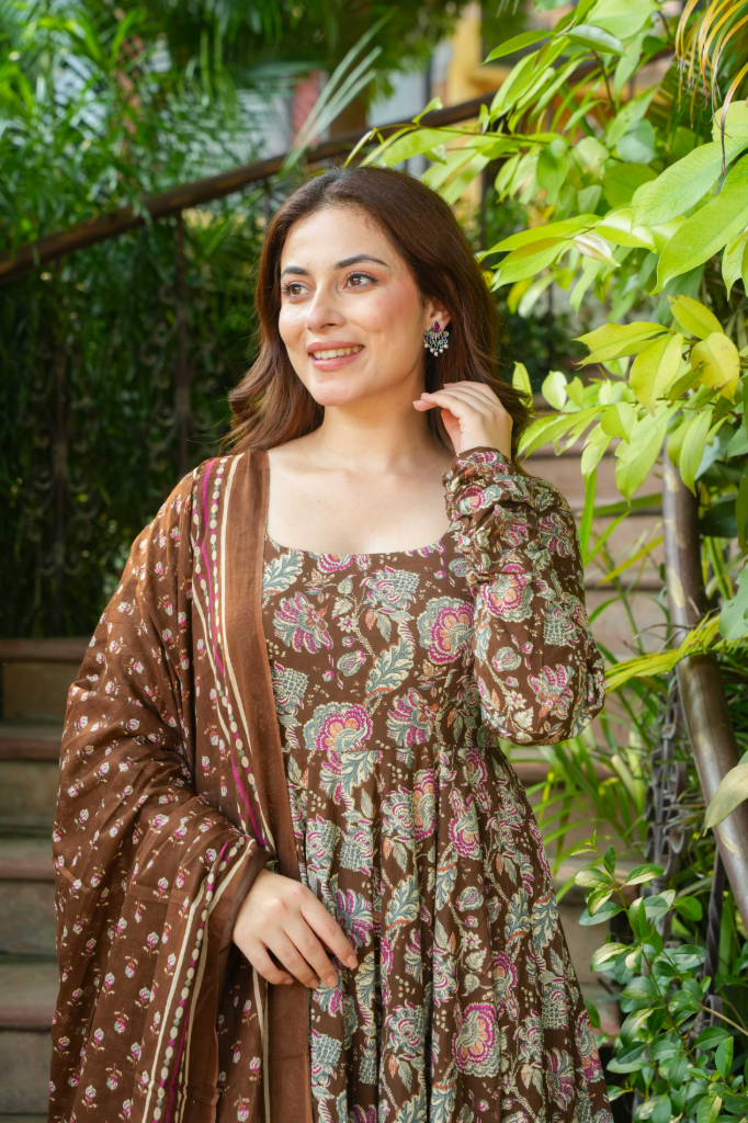 Chocolate cotton anarkali