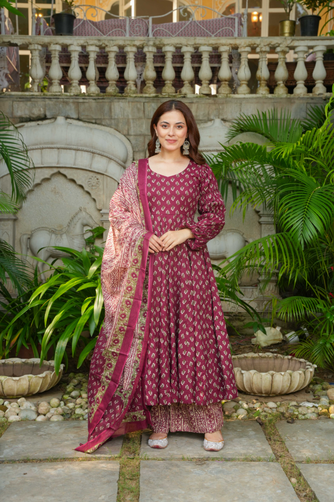 Maroon anarkali suit