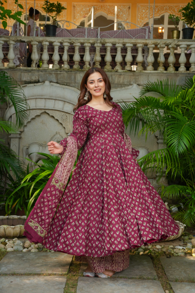 Maroon anarkali suit
