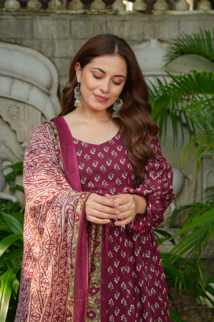 Maroon anarkali suit